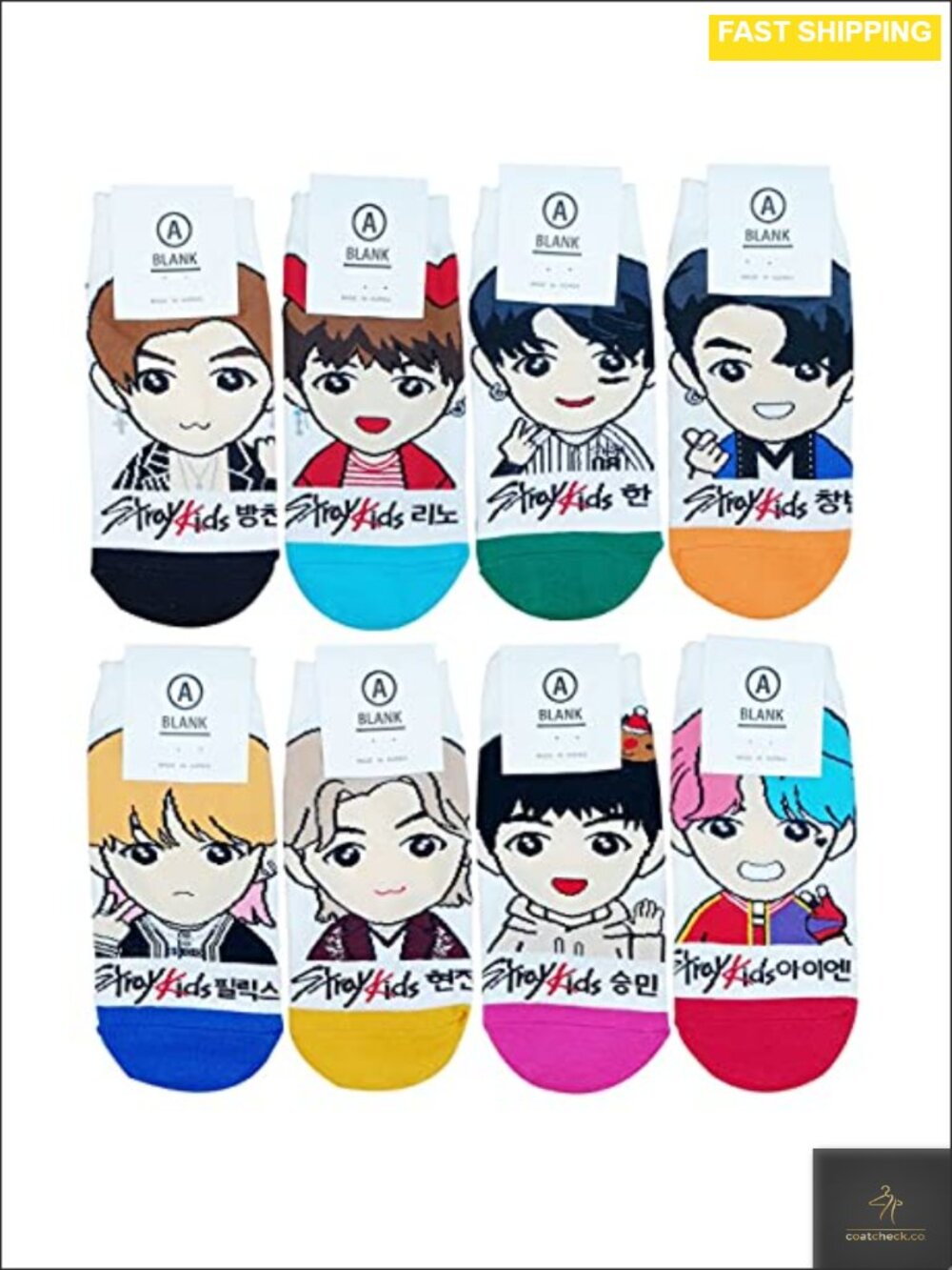 Kpop Stray Kids Character Cotton Socks 8 Pair Set Made in Korea